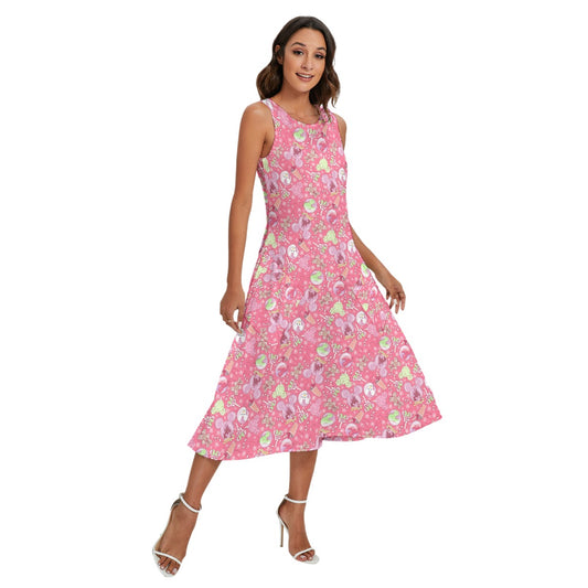Winter Mouse Snacks &amp; Balloons - Women’s Diagonal Pocket Midi Dress