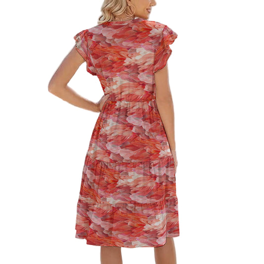 Animal Print - Flamingo - Women's Tiered Pocket Midi Dress