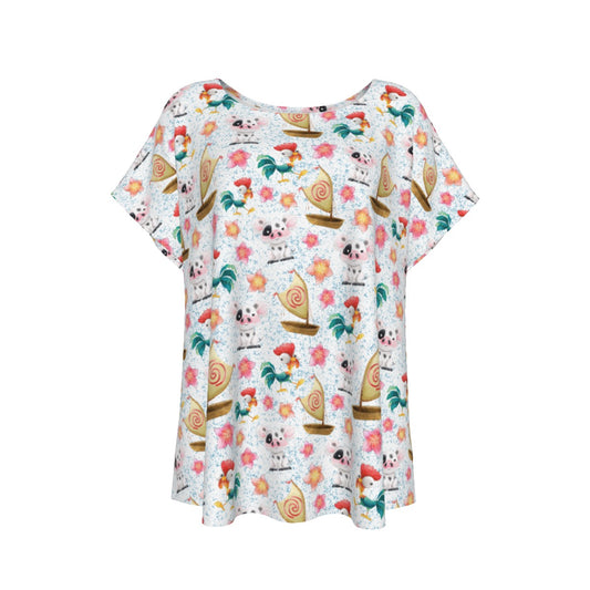 Island Pig & Rooster Duo - Women’s Relaxed Fit Scoop Tee