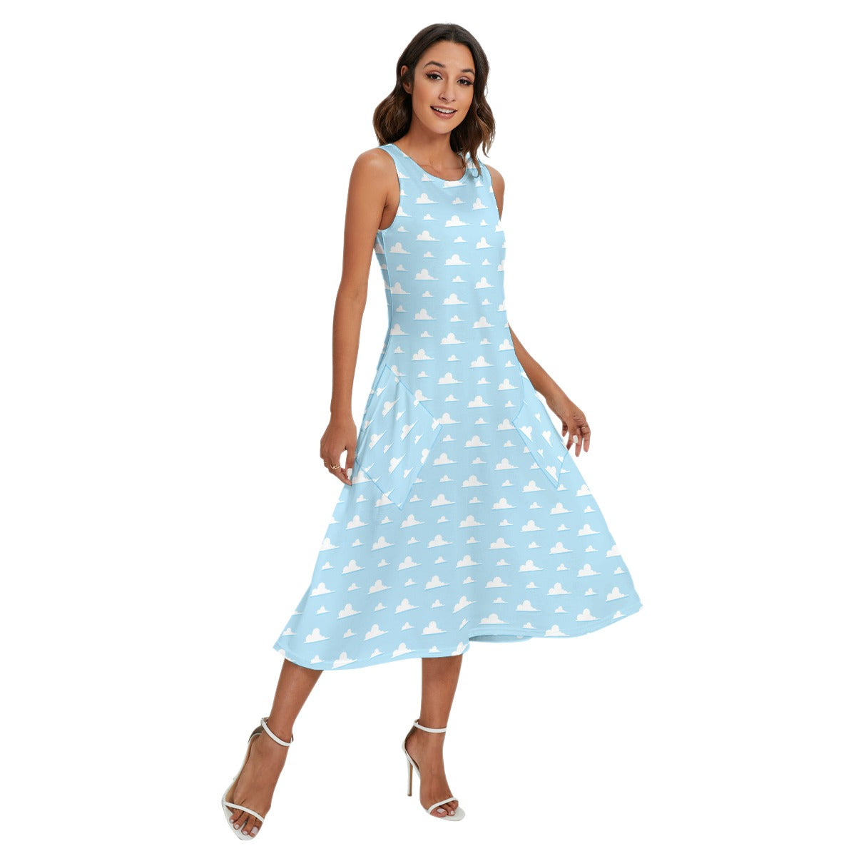 Andy’s Room Clouds - Women’s Diagonal Pocket Midi Dress