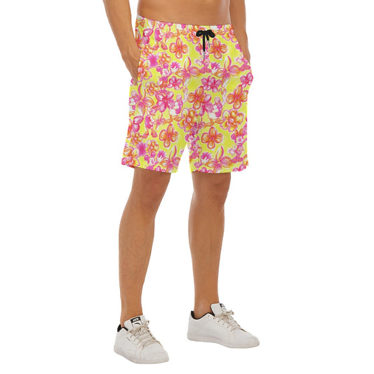 Neon Tropical Floral Friendsends - Men’s Pocket Beach Shorts
