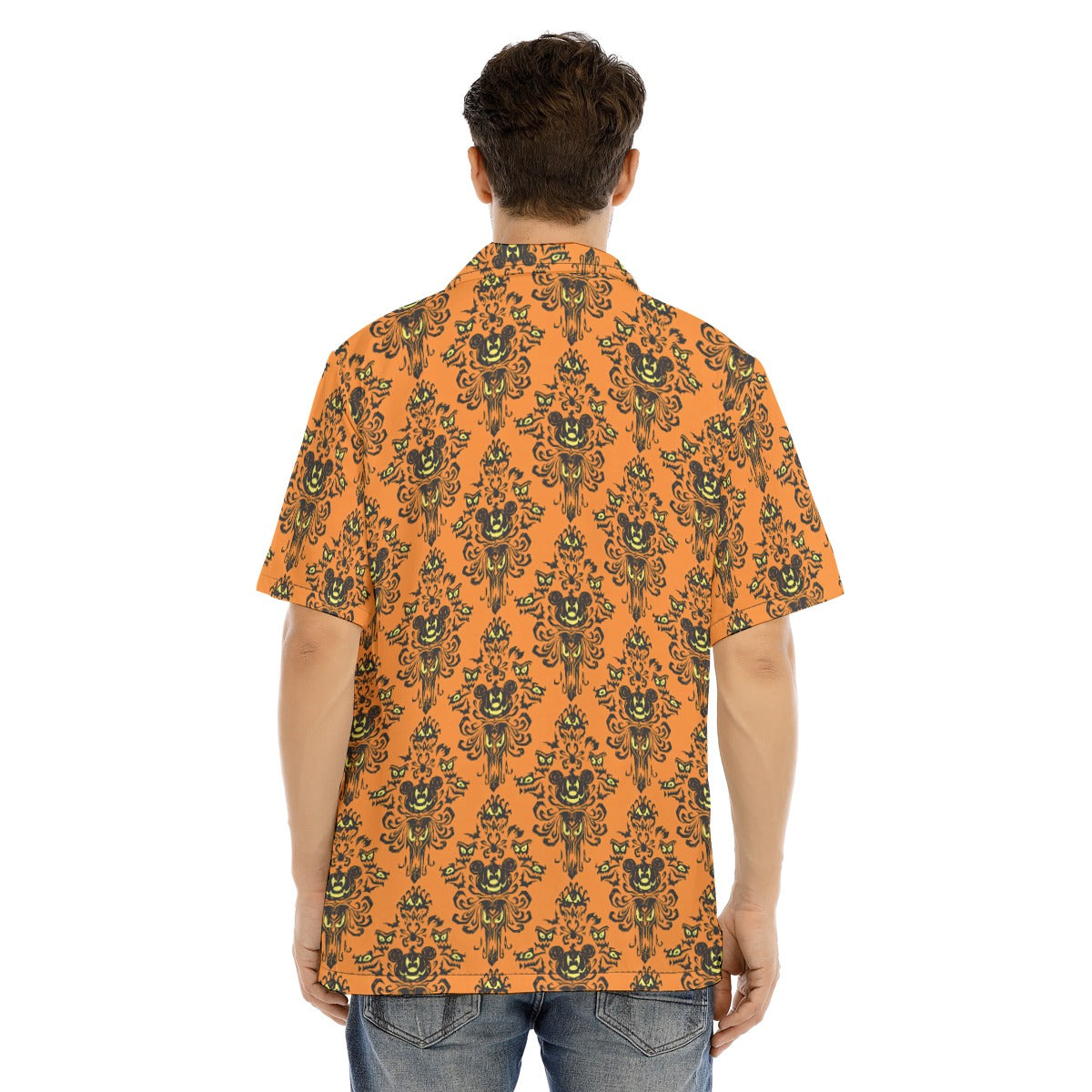 Haunted Halloween Mansion Wallpaper - Men's Hawaiian Button Up Shirt