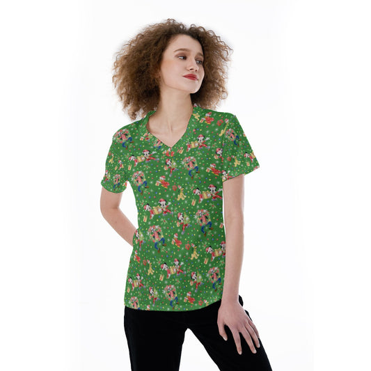 Mouse & Friends Christmas Cheertmas - Women's Short Sleeve V-Neck T-Shirt