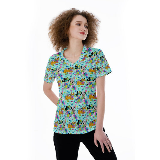 80s Pop Party Pals - Women's Short Sleeve V-Neck T-Shirt
