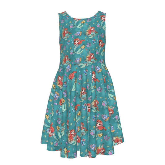 Whimsical Ocean Princess - Kid's Sleeveless Skater Dress