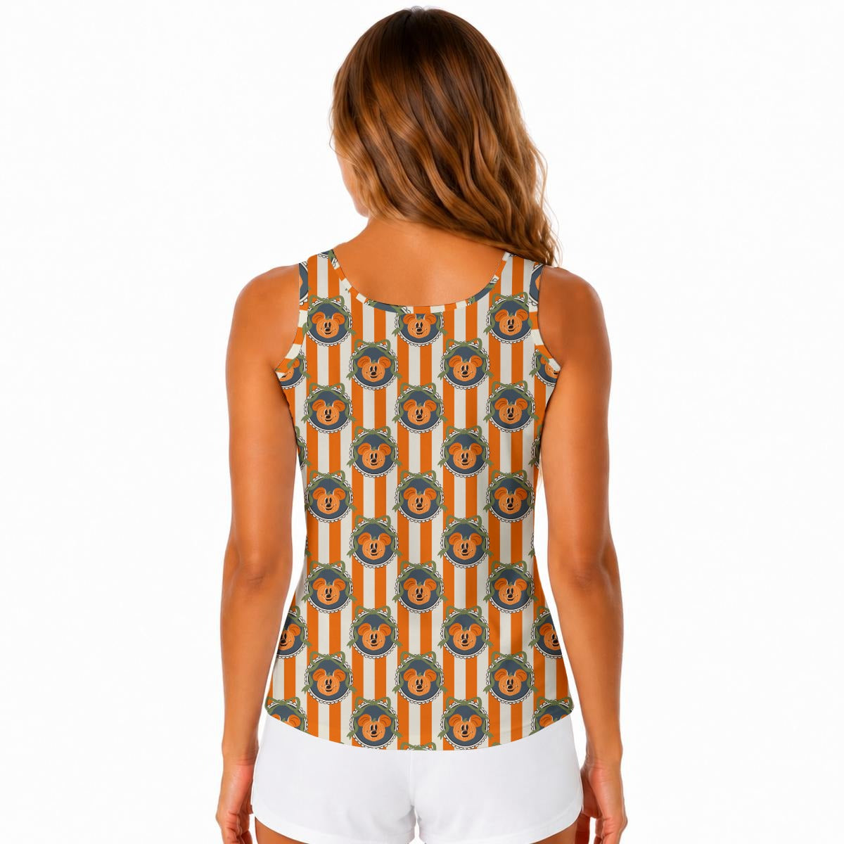Pumpkin Cameo Stripes - Women's Active Tank Top with Built-In Bra