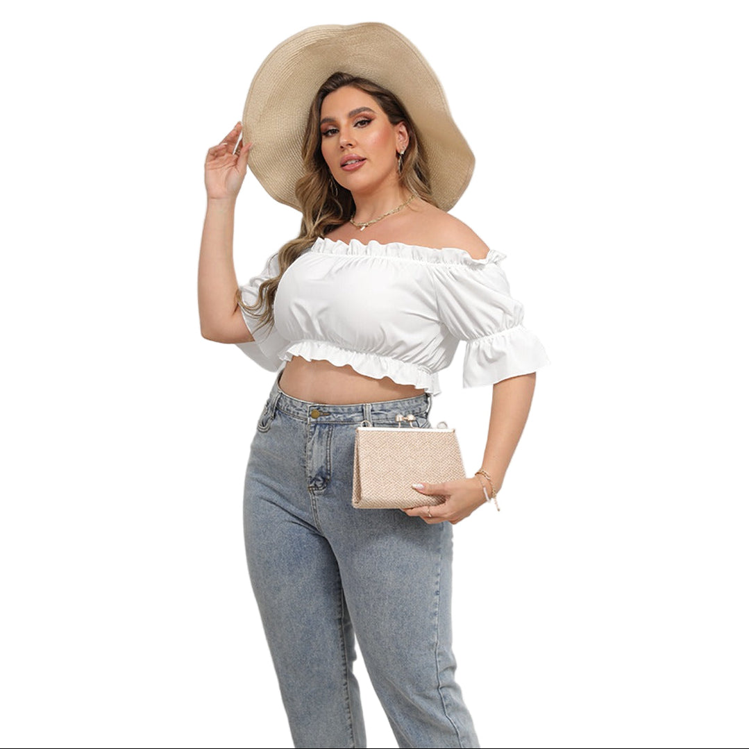 Pick Any Print from our Shop - Women's Off-Shoulder Puff Sleeve Crop Top