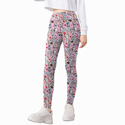 Sketched Snowman Valentine’s Day - Kid's Leggings