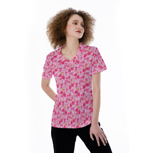 Fruitimals - Cherry Kittens - Women's Short Sleeve V-Neck T-Shirt
