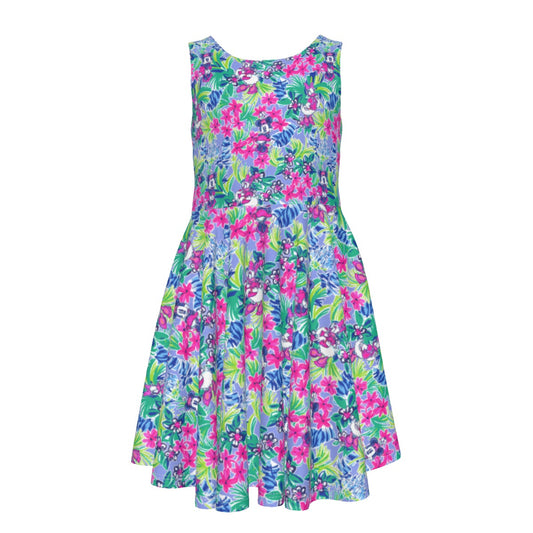 Bright Tropical Bliss - Island Mouse Duo - Kid's Sleeveless Skater Dress