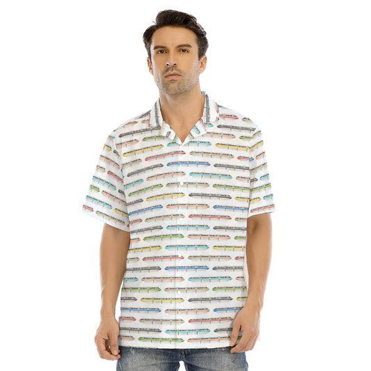 Monorail Rainbow Express - Men's Hawaiian Button Up Shirt