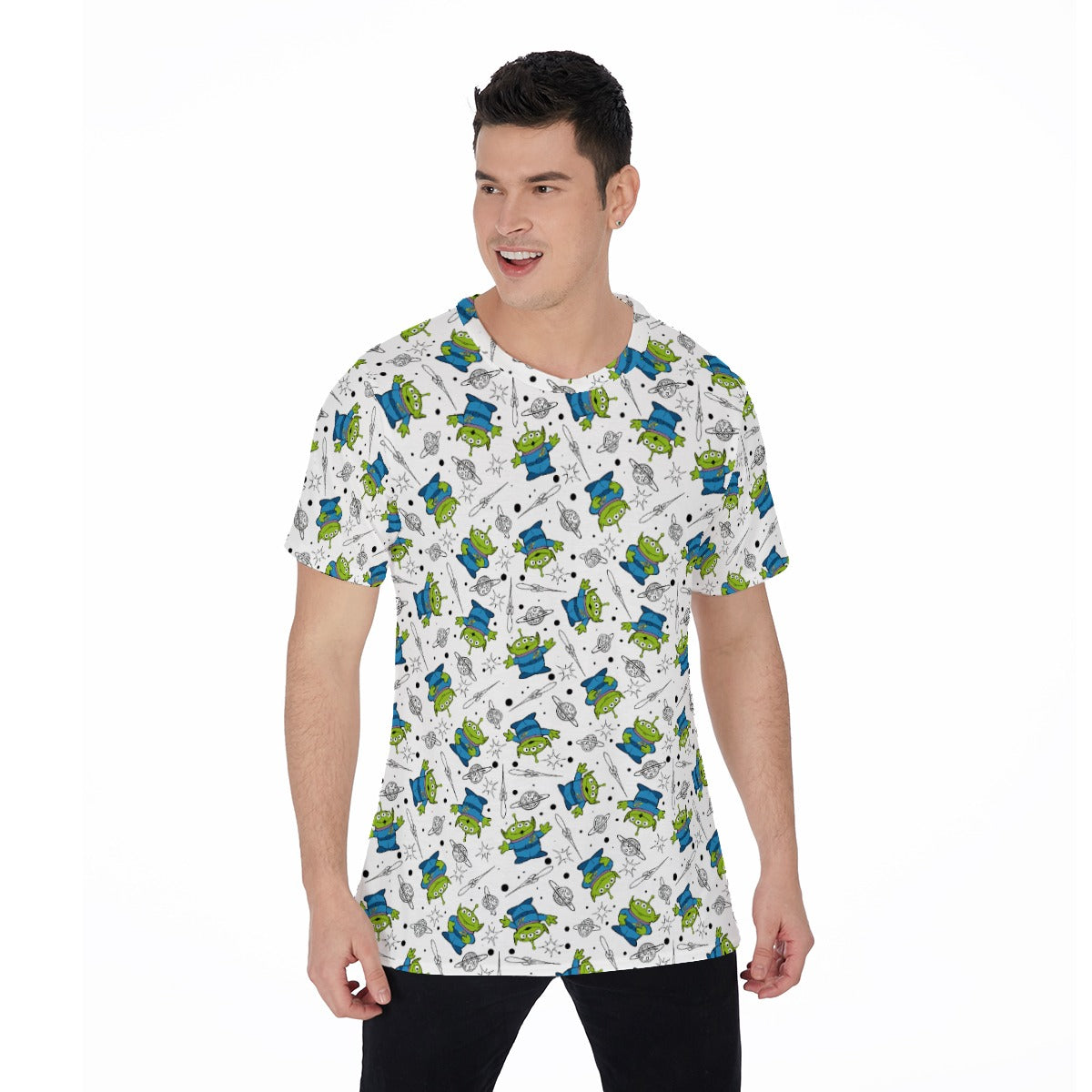 Playful Green Aliens on White - Men's Short Sleeve T-Shirt