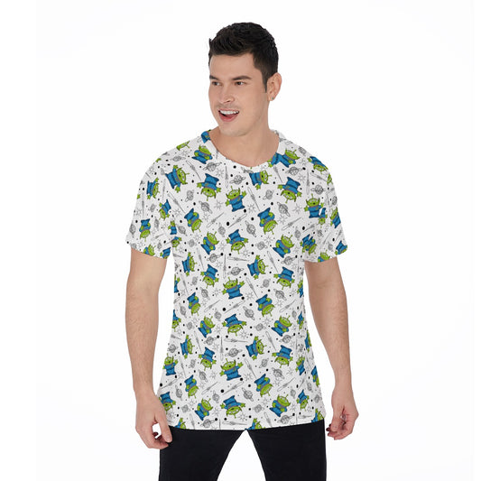 Playful Green Aliens on White - Men's Short Sleeve T-Shirt