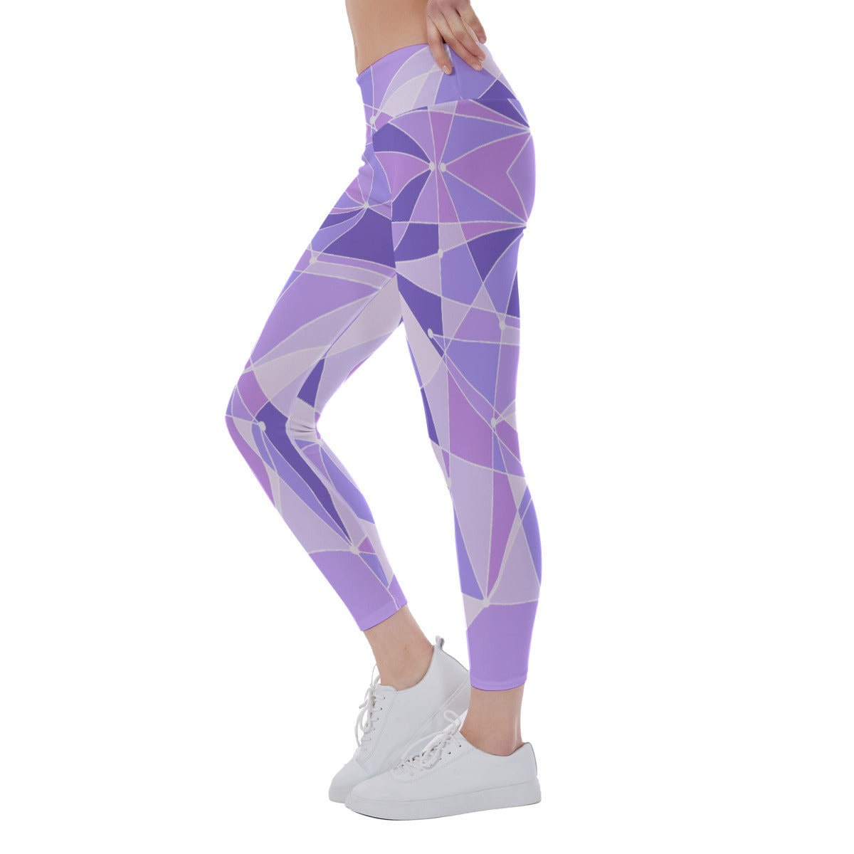 Geometric Purple Wall - Women's Yoga Leggings