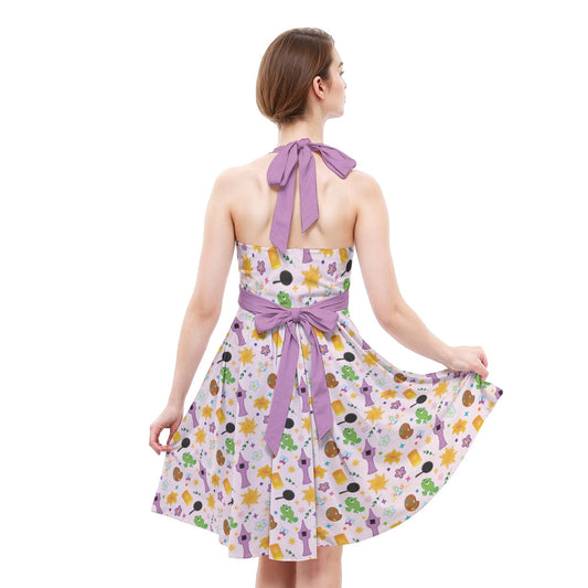 Long Hair Princess Icons - Women's Halter Vintage Pocket Dress