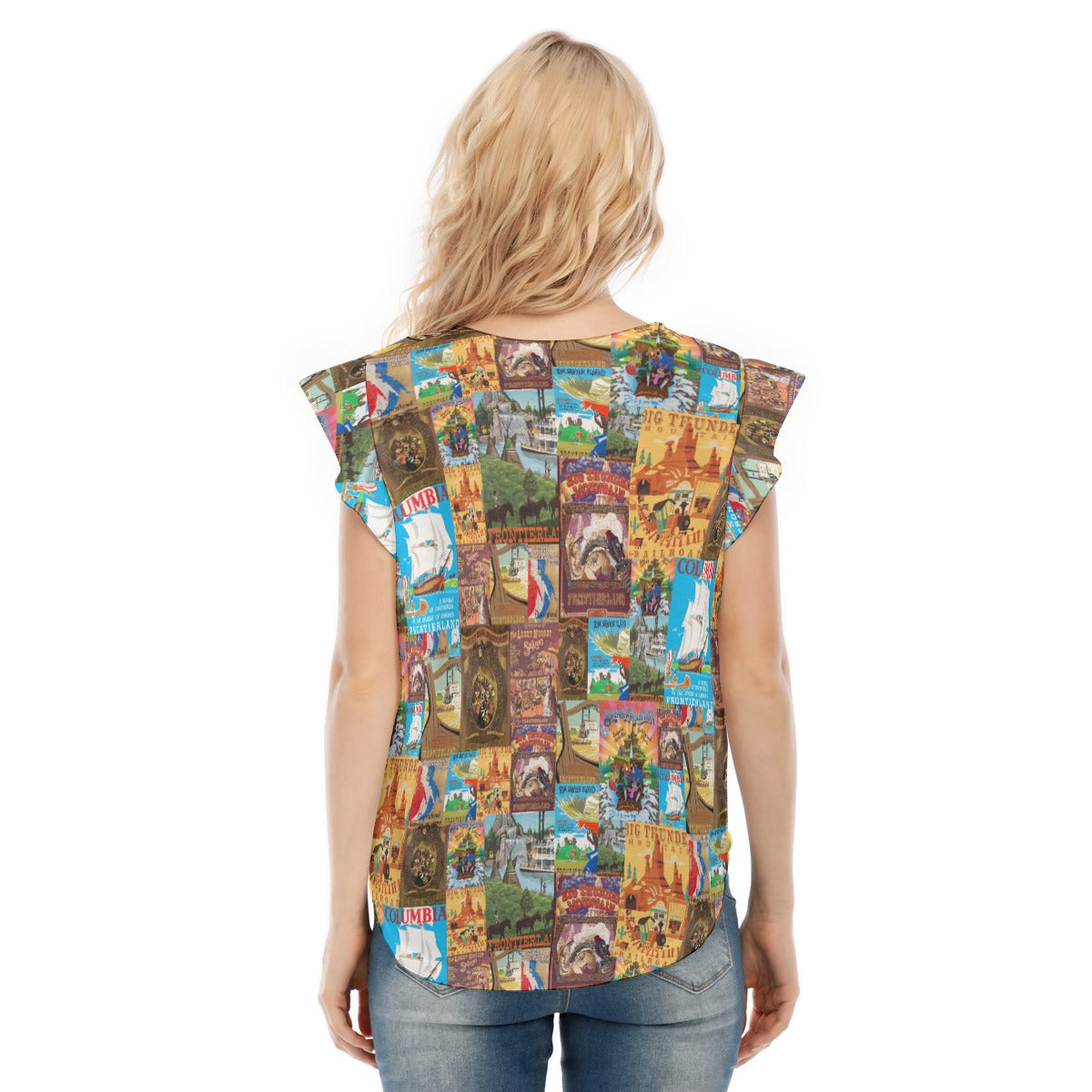 Vintage Frontier Ride Posters - Women’s Flutter Sleeve Top