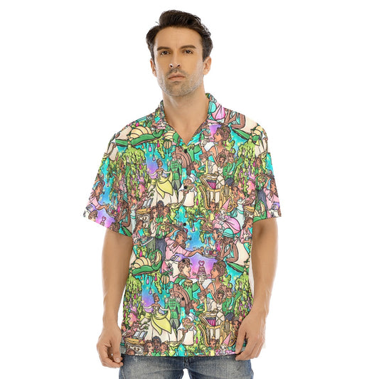 Bayou Princess Storybook Scenes - Men's Hawaiian Button Up Shirt