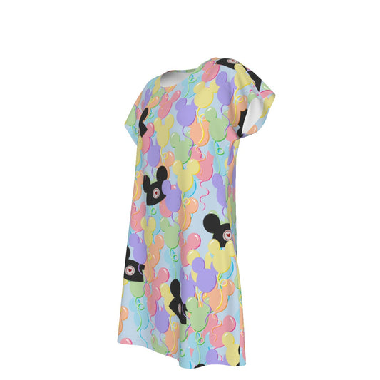 Pastel Mouse Ear Balloons - Women's T-Shirt Dress