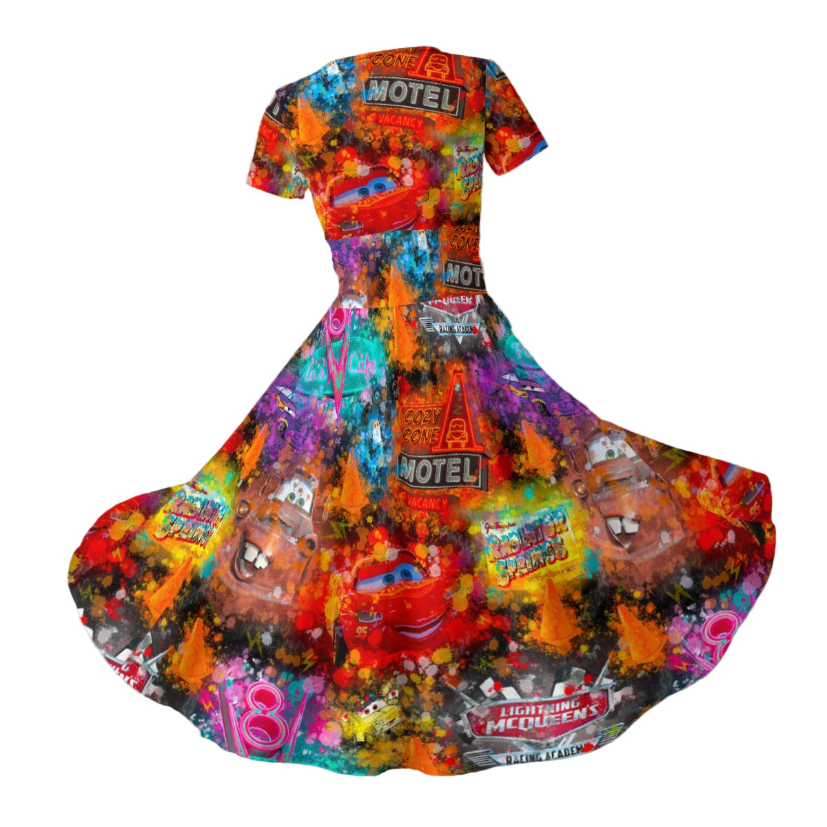 Watercolor Racing Adventure - Women's V-Neck Ruched Midi Dress