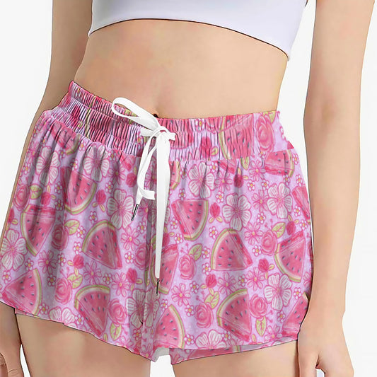 Summer Fruits - Watermelon - Women's Flowy Pocket Shorts