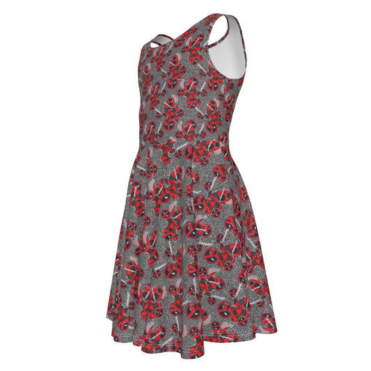 Superhero Stitch - Red Masked Hero - Kid's Sleeveless Skater Dress