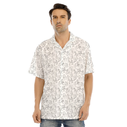Monochrome Disney Princesses - Men's Hawaiian Button Up Shirt