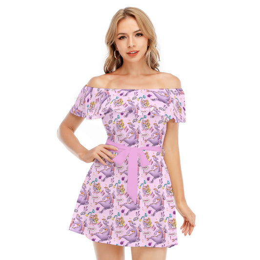 Figment Race Day Dash - Women's Off-shoulder Ruffle Dress