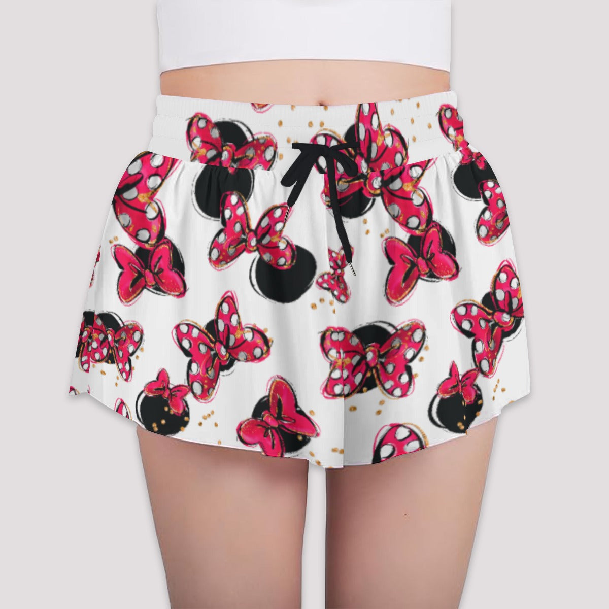 Polka Dot Bows & Mouse Ears - Girls’ Flowy Pocket Shorts
