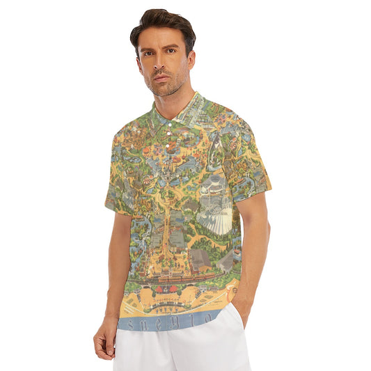 Vintage Theme Park Map- Men's Polo Shirt