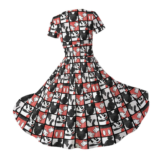 Mouse Block Party - Women's V-Neck Ruched Midi Dress