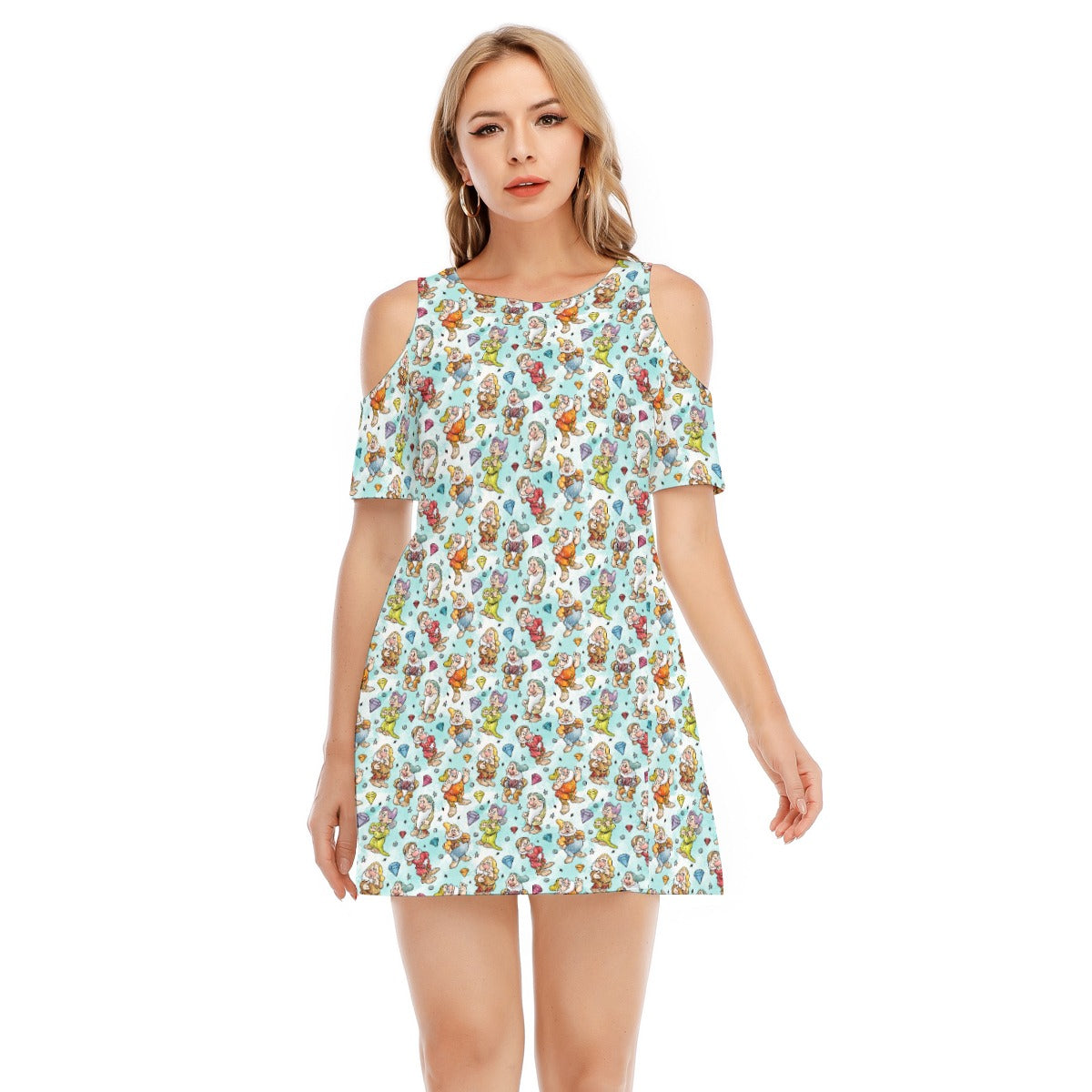 Seven Helpers Sketch - Women's Cold Shoulder Cotton Dress