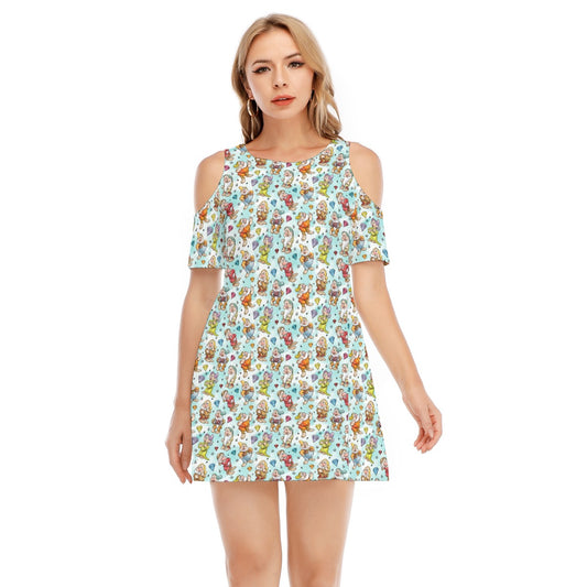 Seven Helpers Sketch - Women's Cold Shoulder Cotton Dress