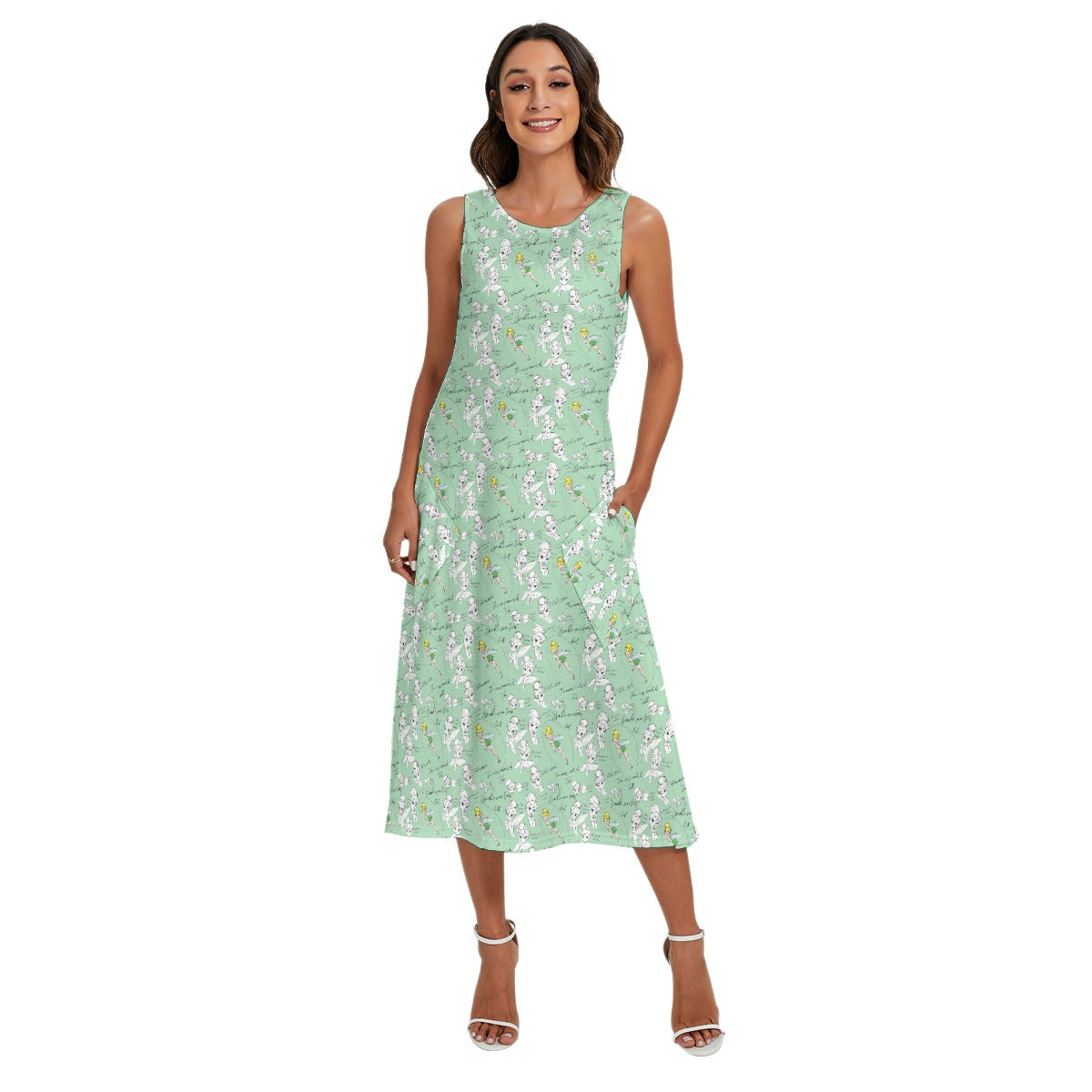 Drawing Pixie Fairy - Women’s Diagonal Pocket Midi Dress