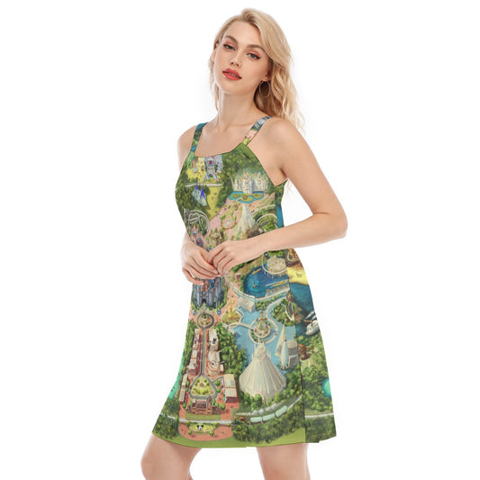 Colorful Theme Park Map - Women’s Adjustable Sundress