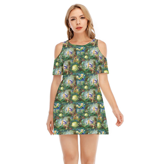 Pixie Fairy in Hollow - Women's Cold Shoulder Cotton Dress