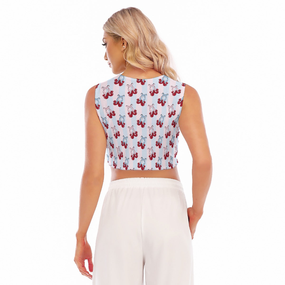 Cherry Ear Bows - Women’s Sleeveless Cropped Tee