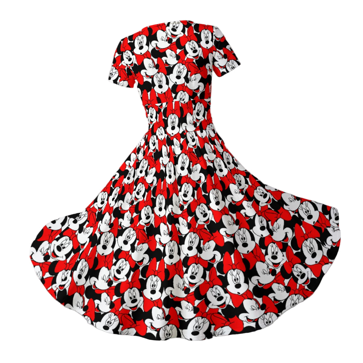 Many Faces of Polka Dot Mouse - Women's V-Neck Ruched Midi Dress