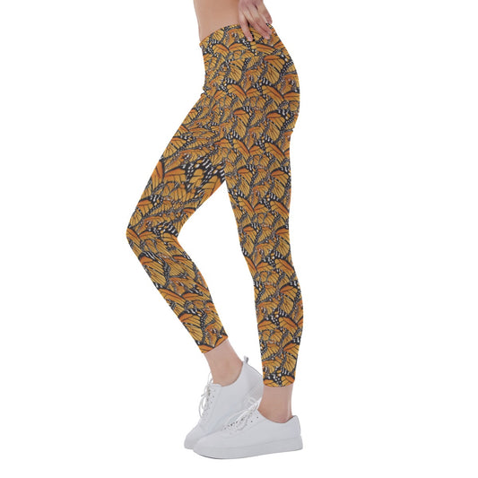 Animal Print - Monarch Butterfly - Women's Yoga Leggings
