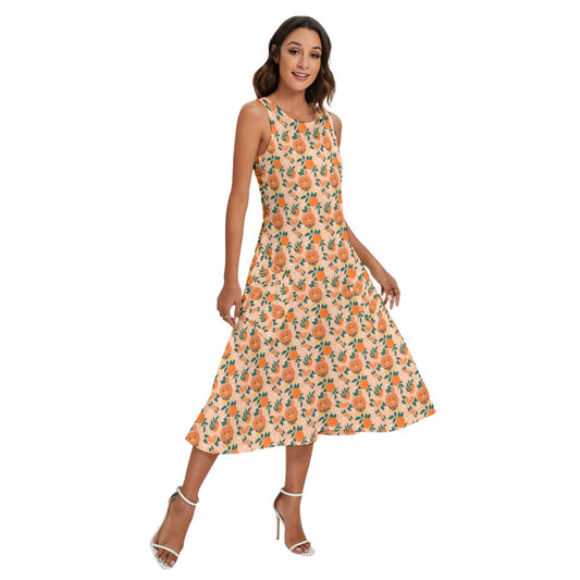 Juicy Citrus Friend - Women’s Diagonal Pocket Midi Dress