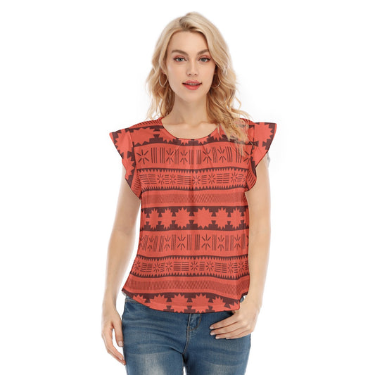 Island Tribal Patterns - Women’s Flutter Sleeve Top