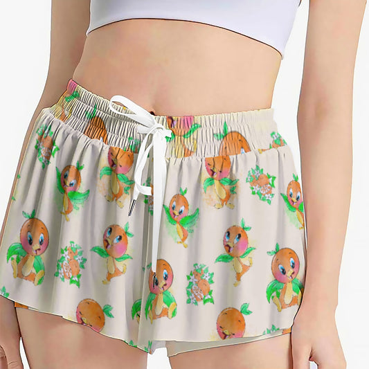 Citrus Charm Bird - Women's Flowy Pocket Shorts