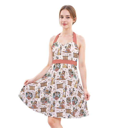 Victorian Holiday Celebration - Women's Halter Vintage Pocket Dress
