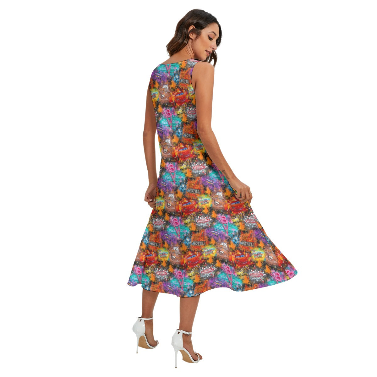 Watercolor Racing Adventure - Women’s Diagonal Pocket Midi Dress