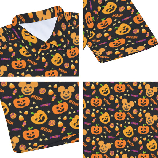 Cheerful Pumpkin Mouse Halloween - Men's Polo Shirt