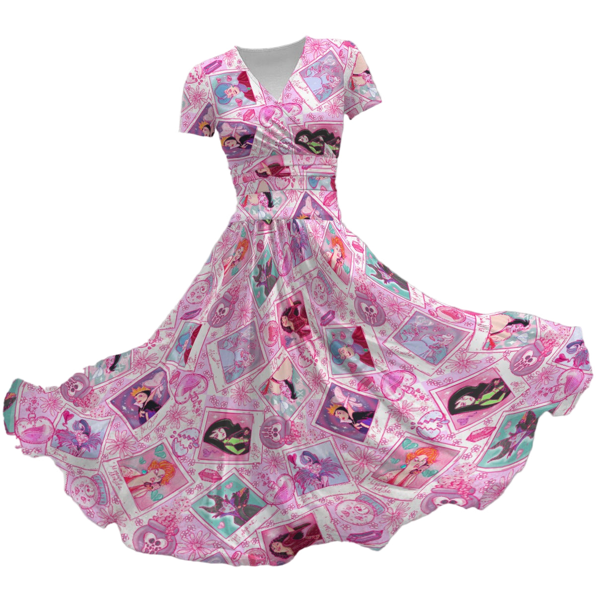 Poisoned Heart Villaintine - Women's V-Neck Ruched Midi Dress