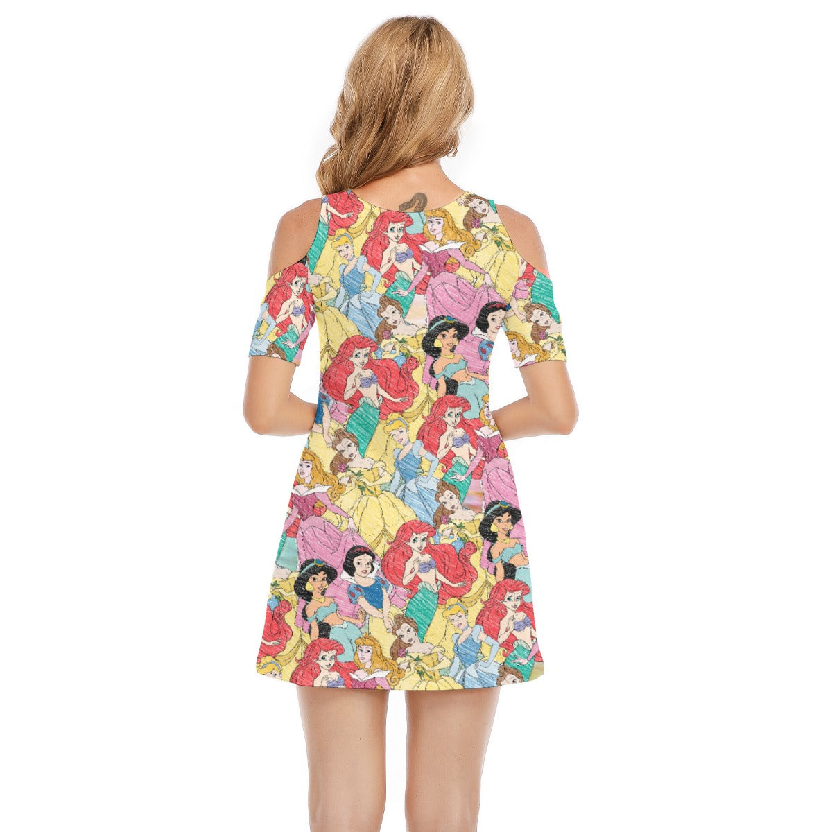 Royal Princess Sketches - Women's Cold Shoulder Cotton Dress
