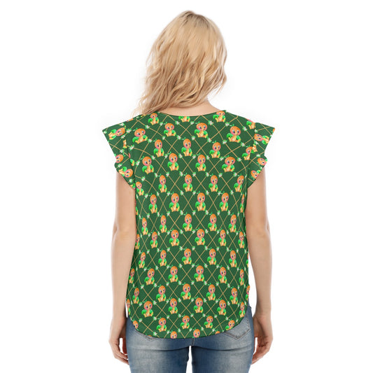 Geometric Citrus Delight - Women’s Flutter Sleeve Top