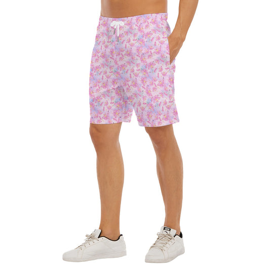Pink Crystal Lunar Moths - Men’s Pocket Beach Shorts