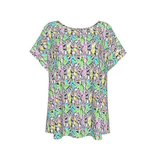 Sketched Snowman Easter - Women’s Relaxed Fit Scoop Tee