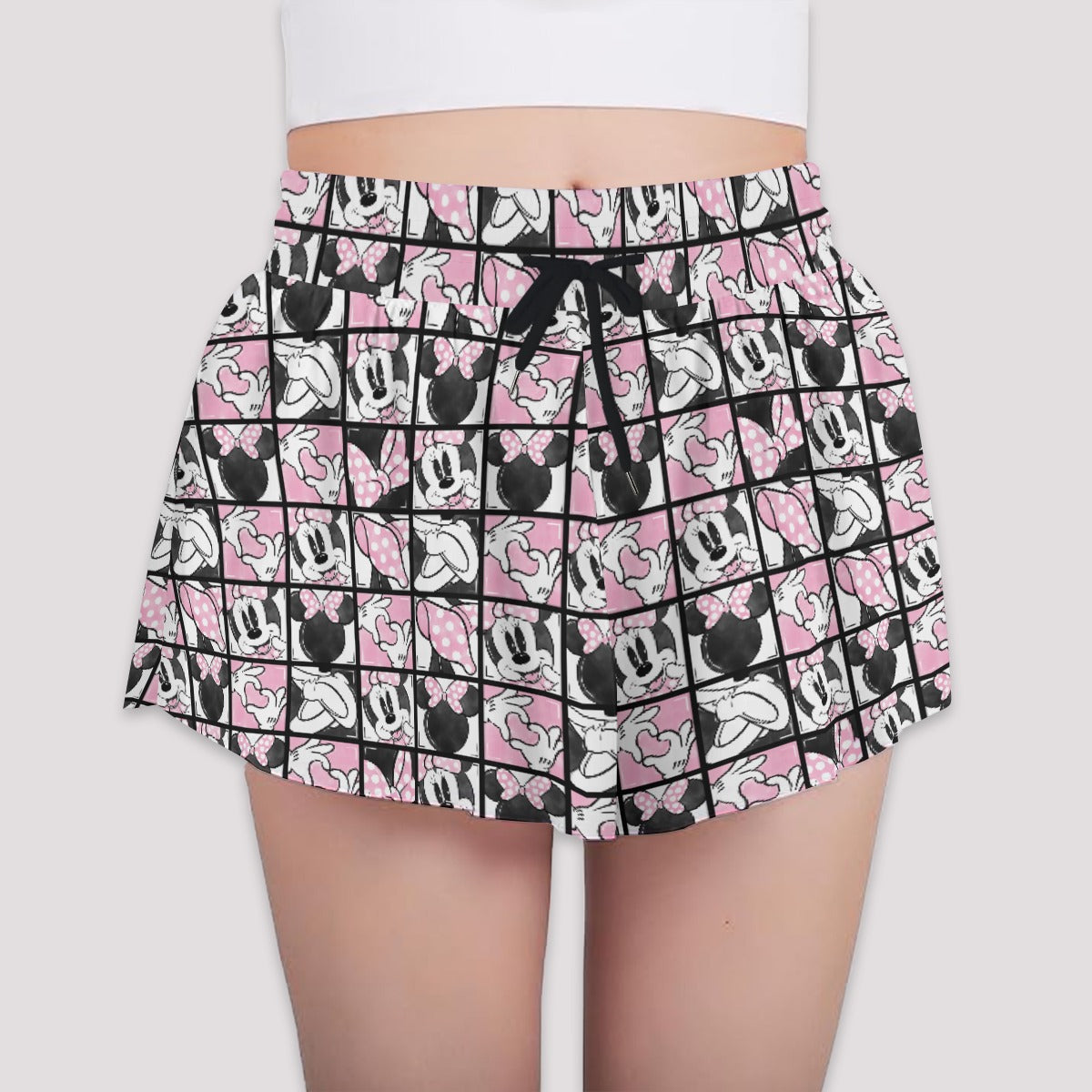 Mouse Bow Block Party - Girls’ Flowy Pocket Shorts